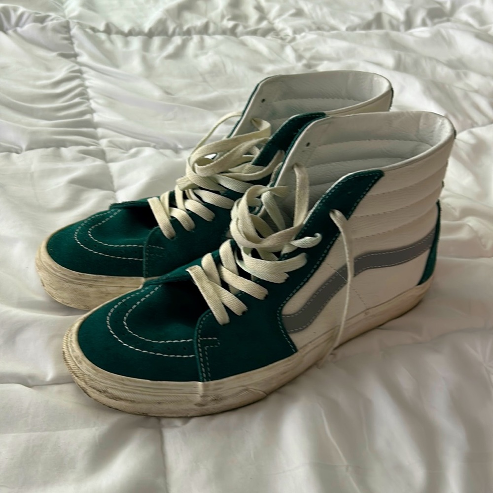 Green White and Grey Hightop Vans
